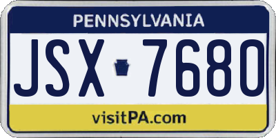 PA license plate JSX7680