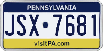 PA license plate JSX7681