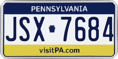 PA license plate JSX7684