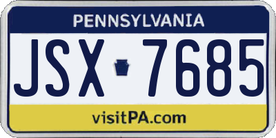 PA license plate JSX7685