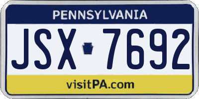 PA license plate JSX7692