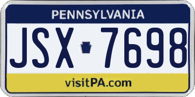 PA license plate JSX7698