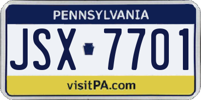 PA license plate JSX7701
