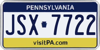 PA license plate JSX7722