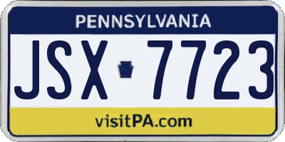 PA license plate JSX7723