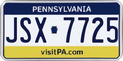 PA license plate JSX7725