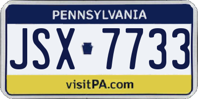 PA license plate JSX7733