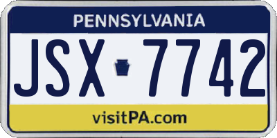 PA license plate JSX7742