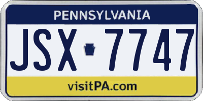 PA license plate JSX7747