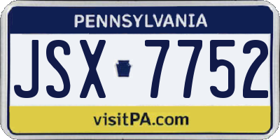 PA license plate JSX7752
