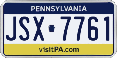PA license plate JSX7761