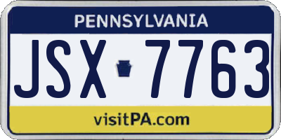 PA license plate JSX7763