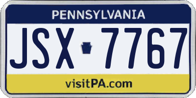 PA license plate JSX7767