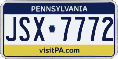 PA license plate JSX7772
