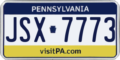 PA license plate JSX7773