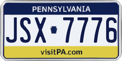 PA license plate JSX7776