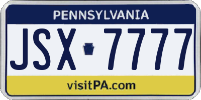 PA license plate JSX7777