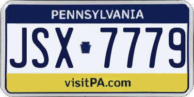PA license plate JSX7779