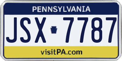 PA license plate JSX7787