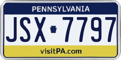 PA license plate JSX7797