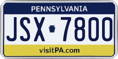 PA license plate JSX7800