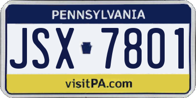 PA license plate JSX7801