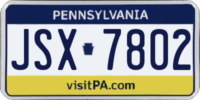 PA license plate JSX7802
