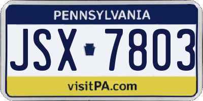 PA license plate JSX7803