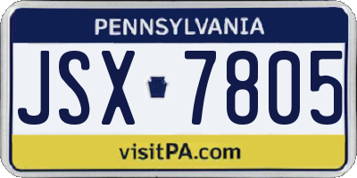 PA license plate JSX7805