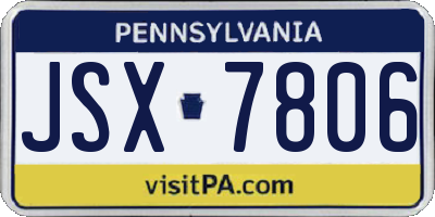 PA license plate JSX7806
