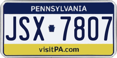 PA license plate JSX7807