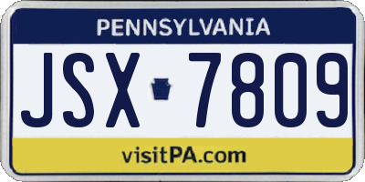 PA license plate JSX7809