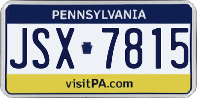 PA license plate JSX7815