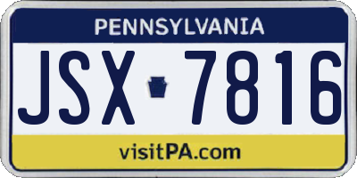 PA license plate JSX7816