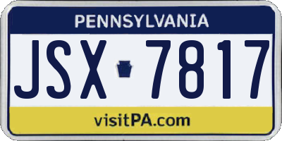 PA license plate JSX7817