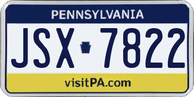 PA license plate JSX7822