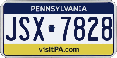 PA license plate JSX7828