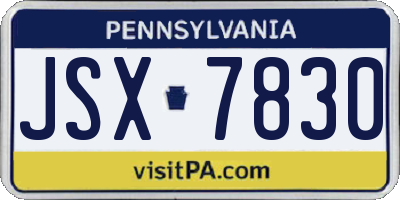 PA license plate JSX7830