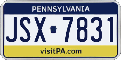 PA license plate JSX7831