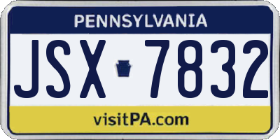 PA license plate JSX7832