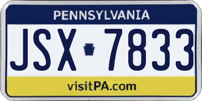 PA license plate JSX7833