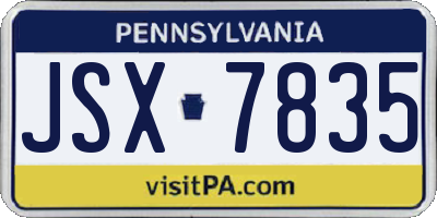 PA license plate JSX7835