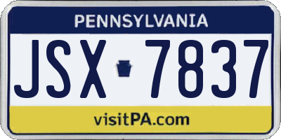 PA license plate JSX7837
