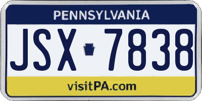 PA license plate JSX7838
