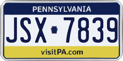 PA license plate JSX7839