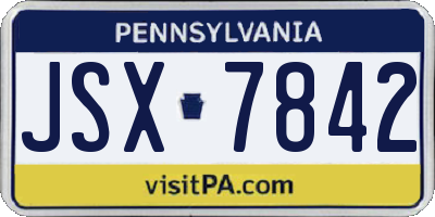 PA license plate JSX7842