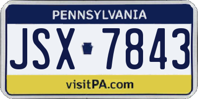 PA license plate JSX7843