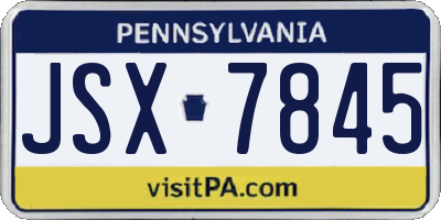 PA license plate JSX7845