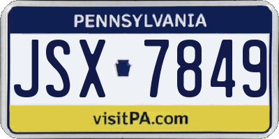 PA license plate JSX7849