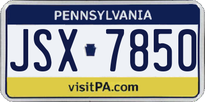 PA license plate JSX7850